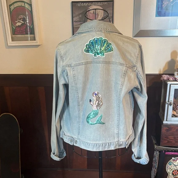 Banana Republic Denim Jacket with mermaid - Picture 1 of 3